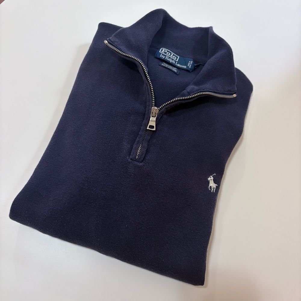 Polo Ralph Lauren Men's Navy Quarter Zip Sweater (L)